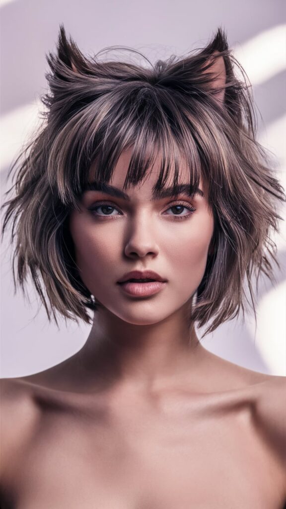 Short Wolf Cut with Bangs