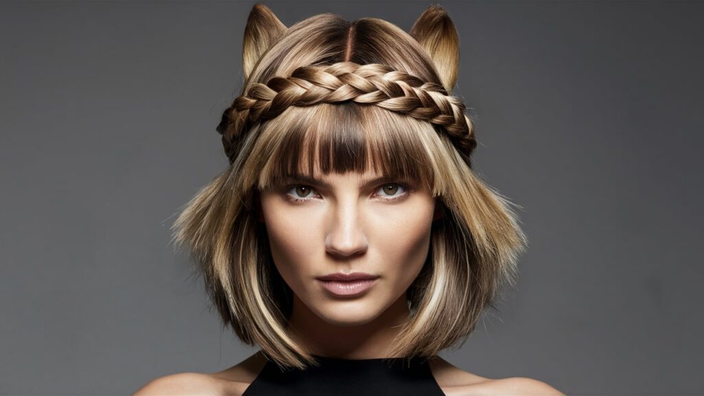 Wolf Cut with Braided Crown