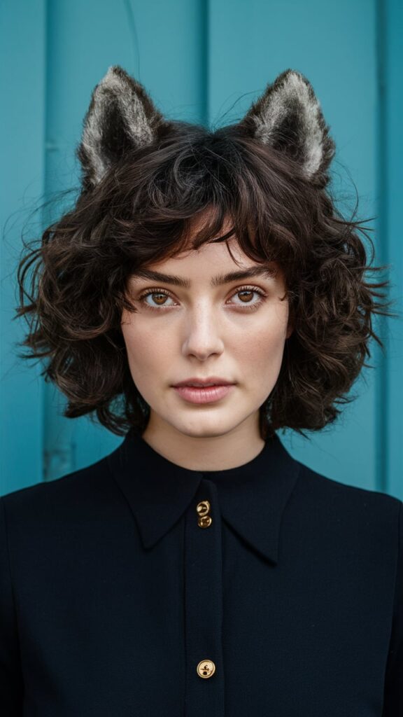 short wolf cut with bangs for girls