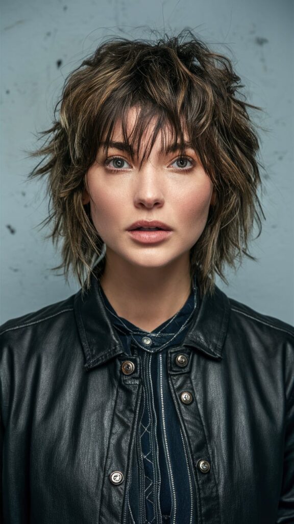 short wolf cut with bangs for girls