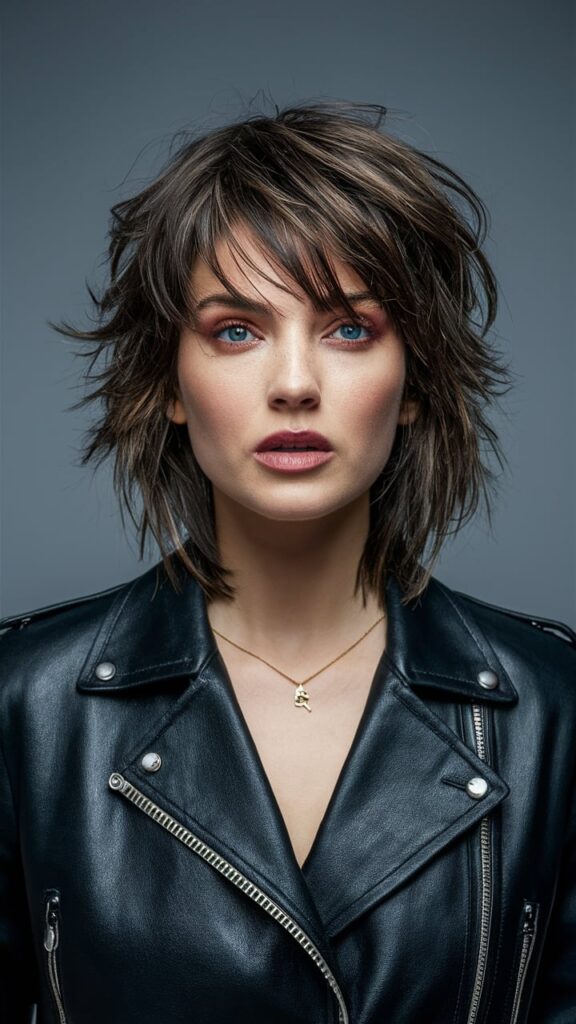 short wolf cut with bangs for girls